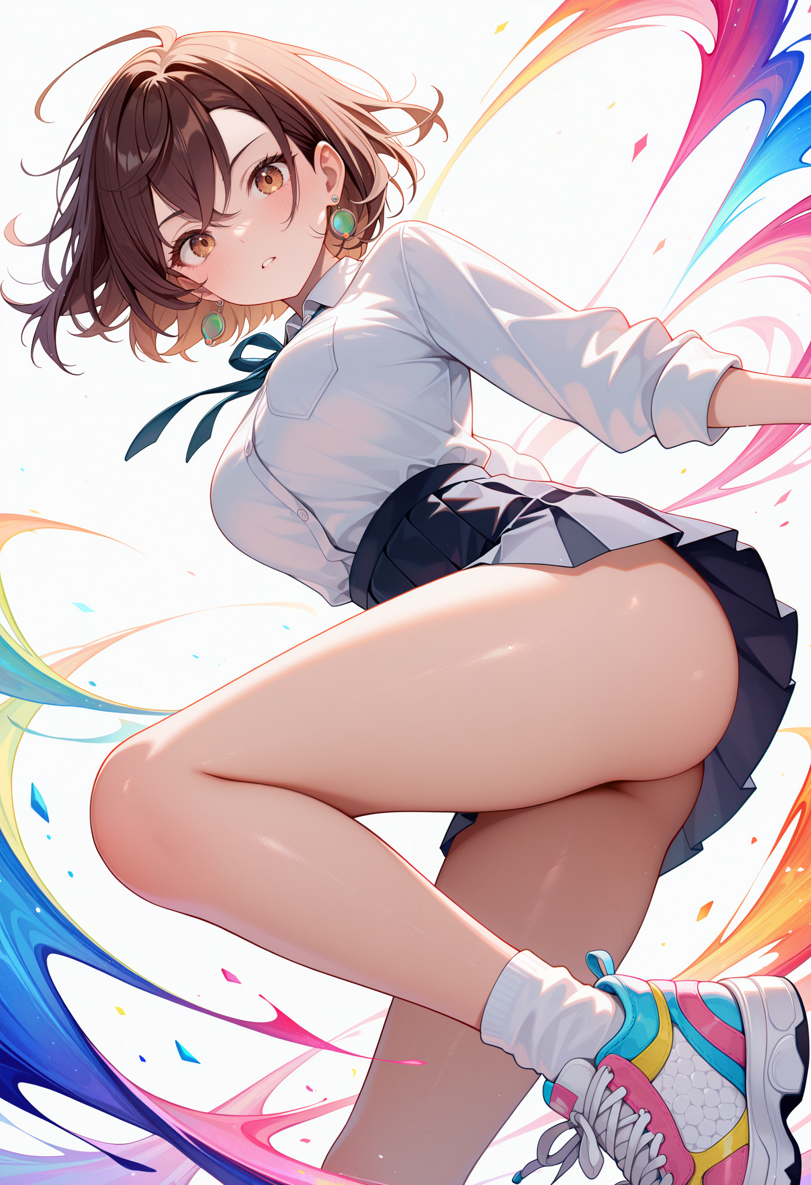 慵懒少女梦境中，棕色短发映流光