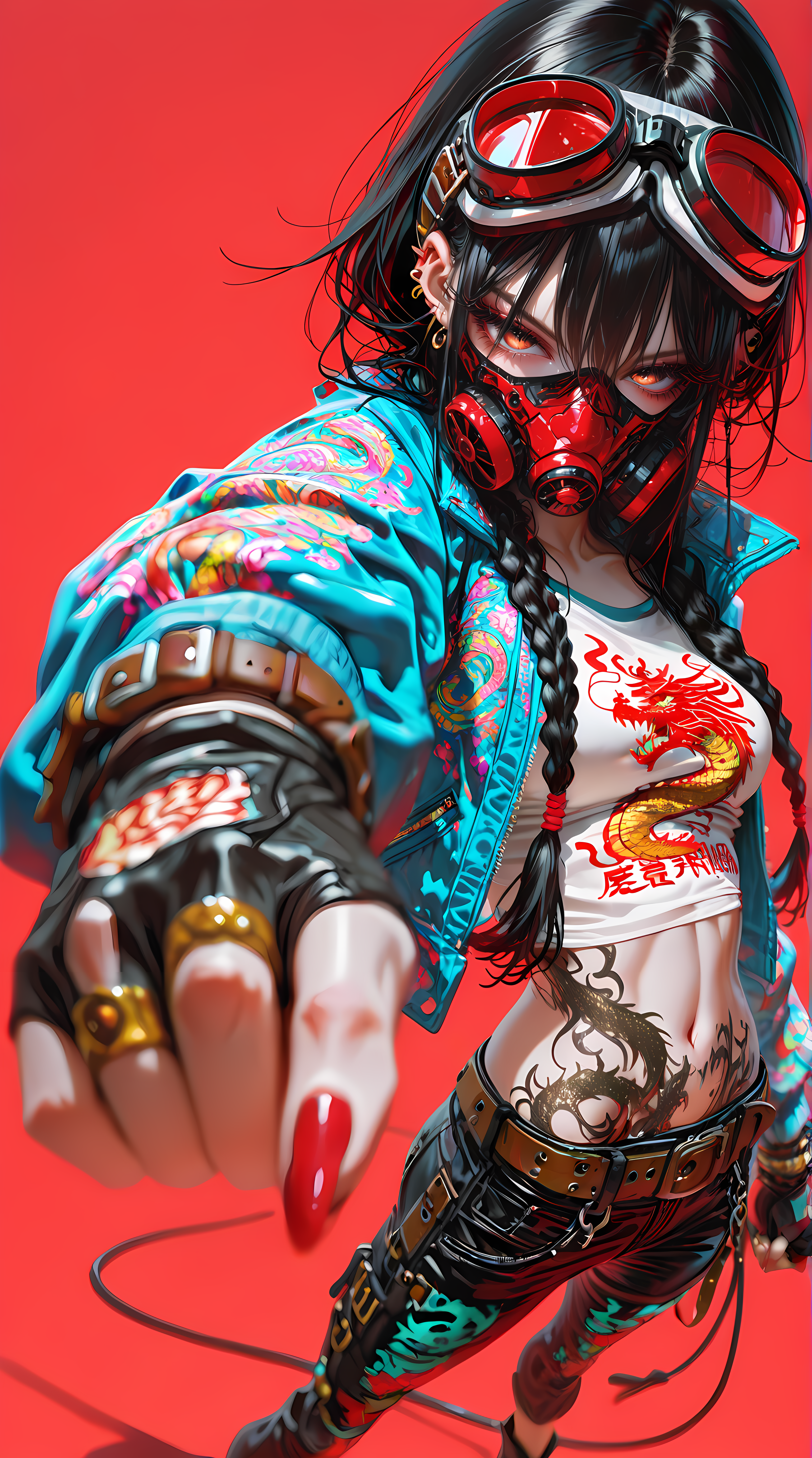 光影交错的红瞳少女,龙纹夹克随风轻扬 光影交错的红瞳少女,龙纹夹克随风轻扬